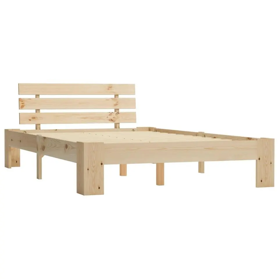 vidaXL - Bed frame met hoofdbord - Wit - Massief grenenhout - 140x200 cm