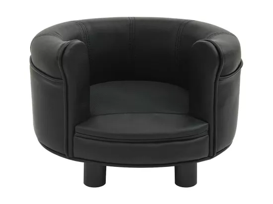 Canapé pour chien Noir 48x48x32 cm Peluche et similicuir