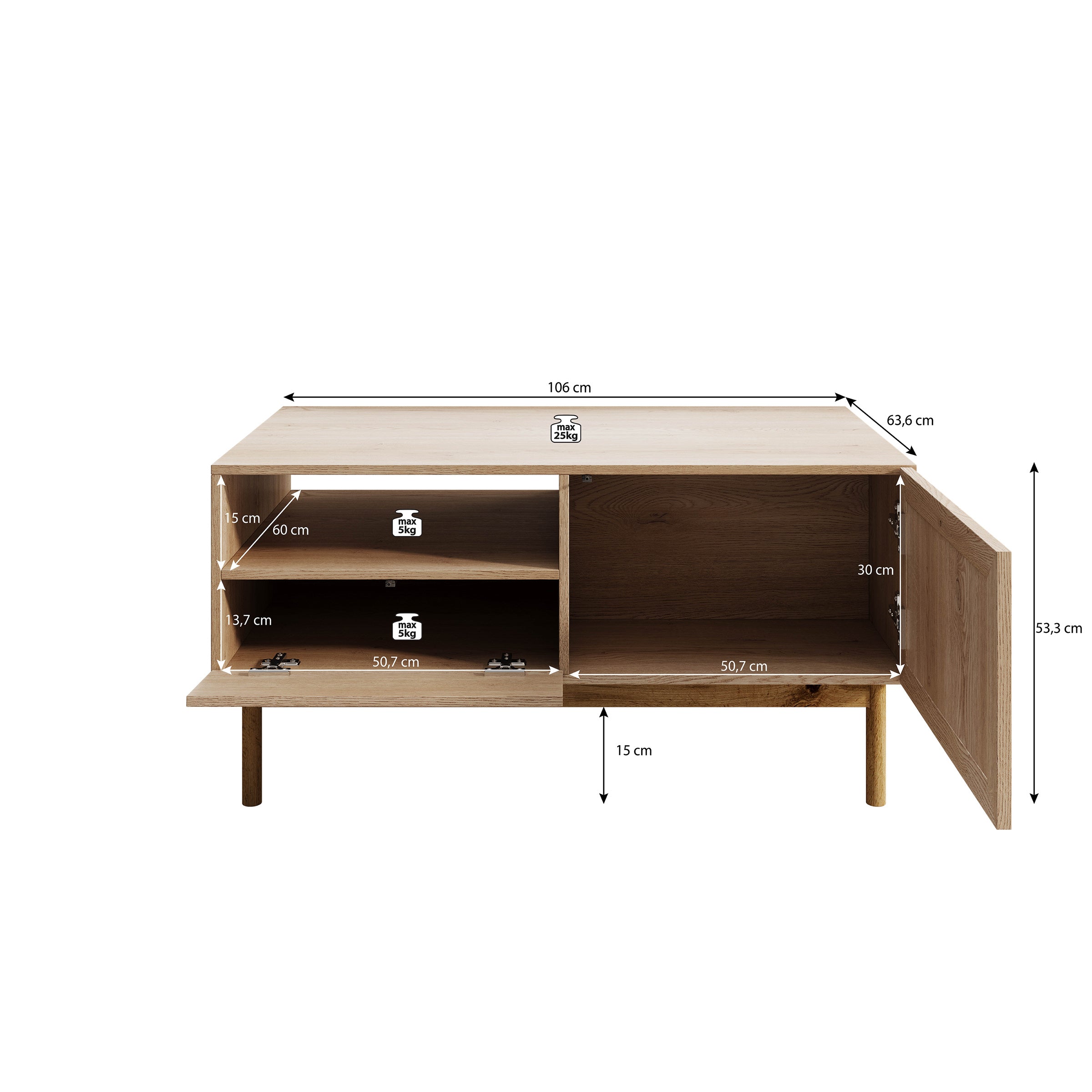 Storm - Salontafel met lade - Eiken - 106x64x53 cm