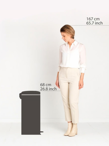 NewIcon Pedaalemmer, 30 liter, kunststof binnenemmer - Brilliant Steel
