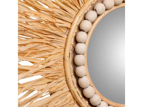 Miroir rond en fibre naturelle marron d44/13,5x02h