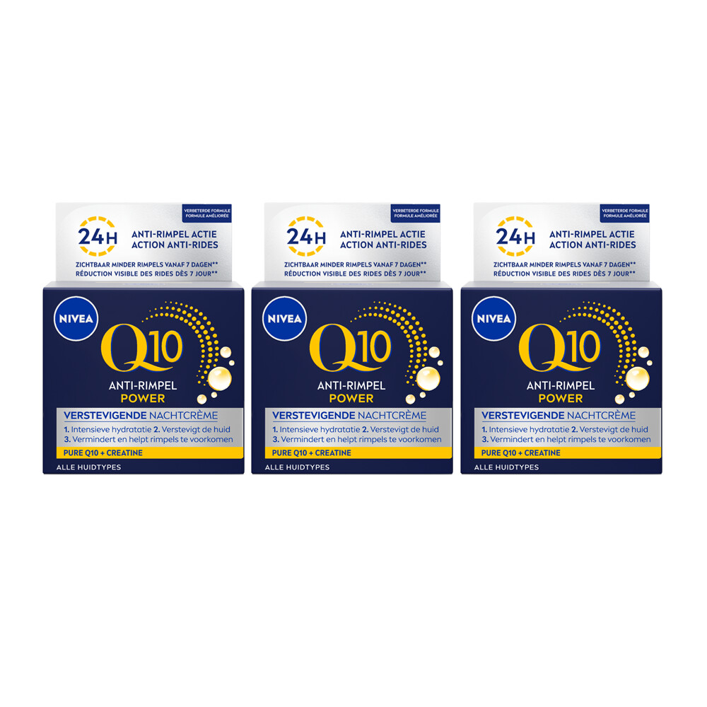 3x Nivea Q10 NachtcrèmePower Anti-Rimpel 50 ml