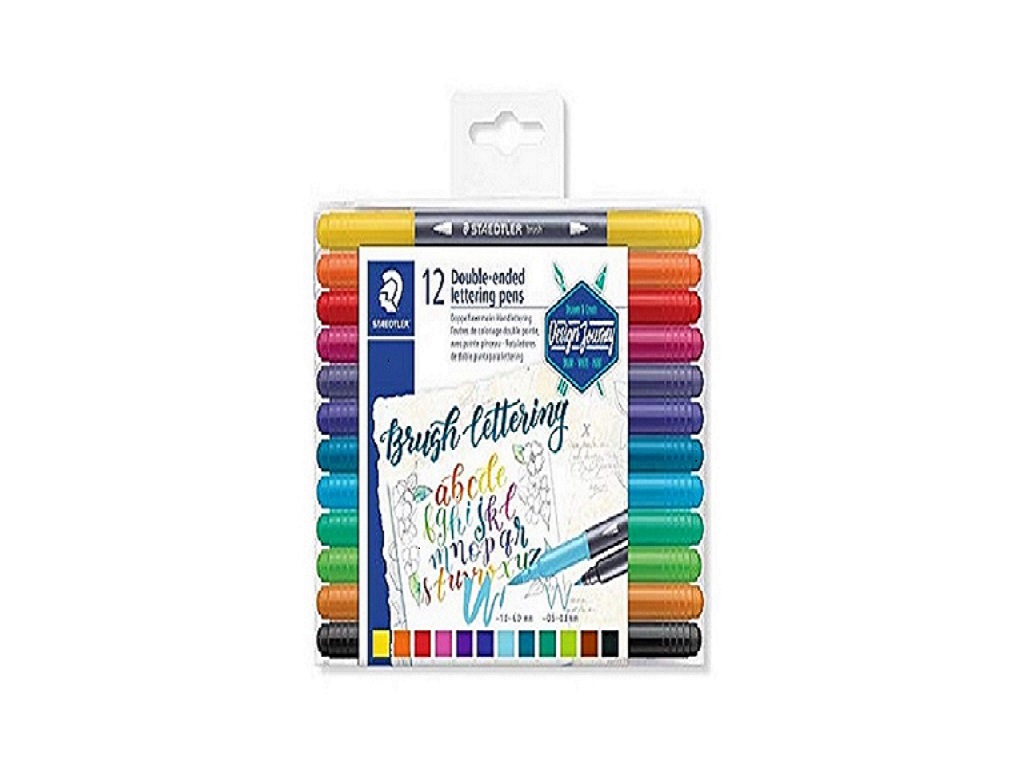 MARCADORES STAEDTLER PONTA DUPLA FINA/PINCEL 12 MARCADORES