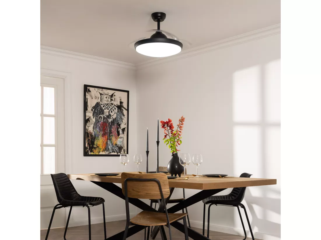 Ventilateur de Plafond Silencieux Kourak Noir 106cm Moteur DC Noir