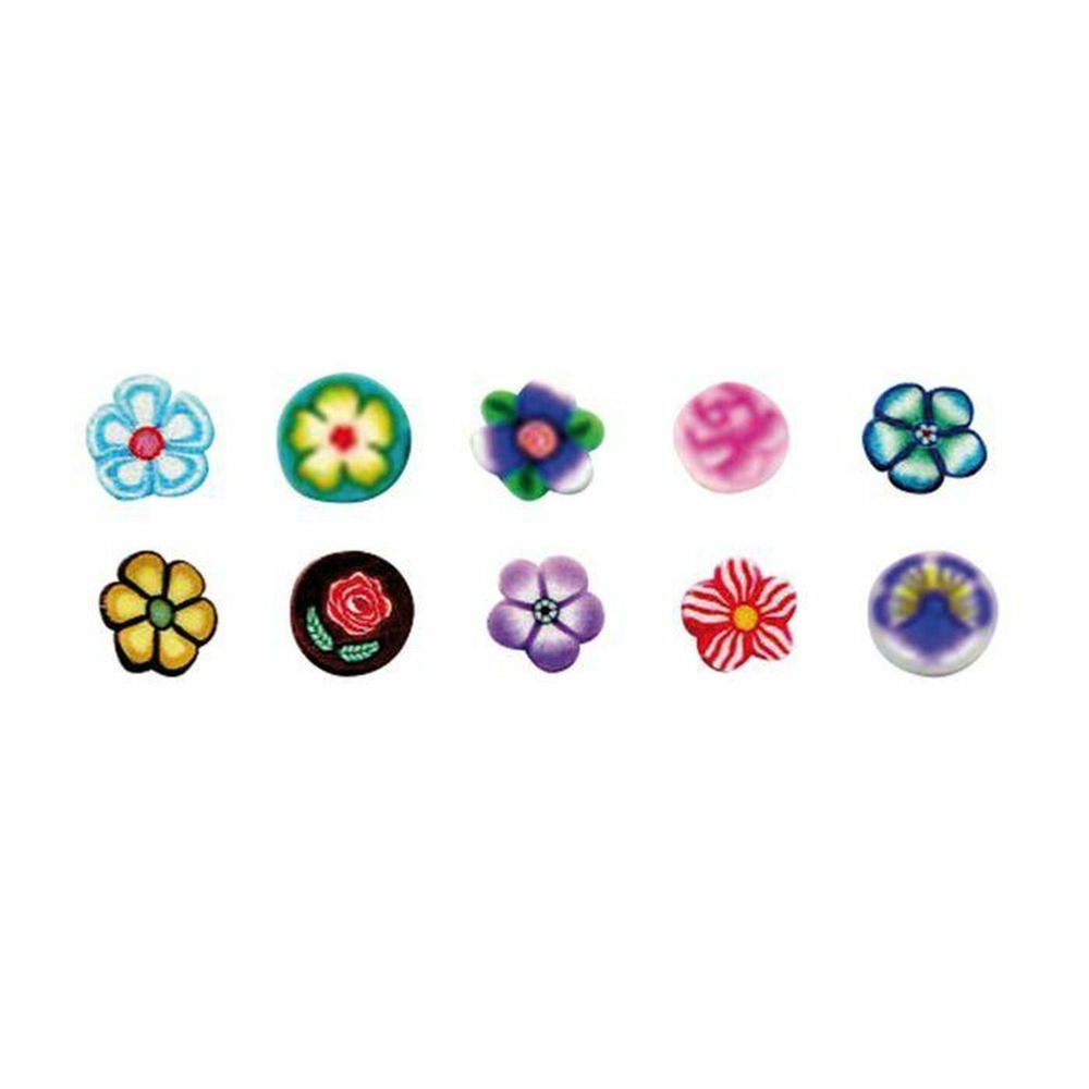 20 mini canes pâte polymère à trancher 5 x 0,5 cm - fleurs