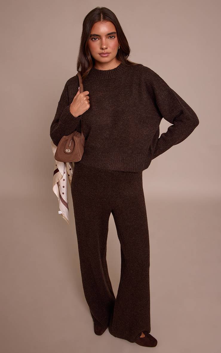 Chocolat Pantalon Large En Maille
