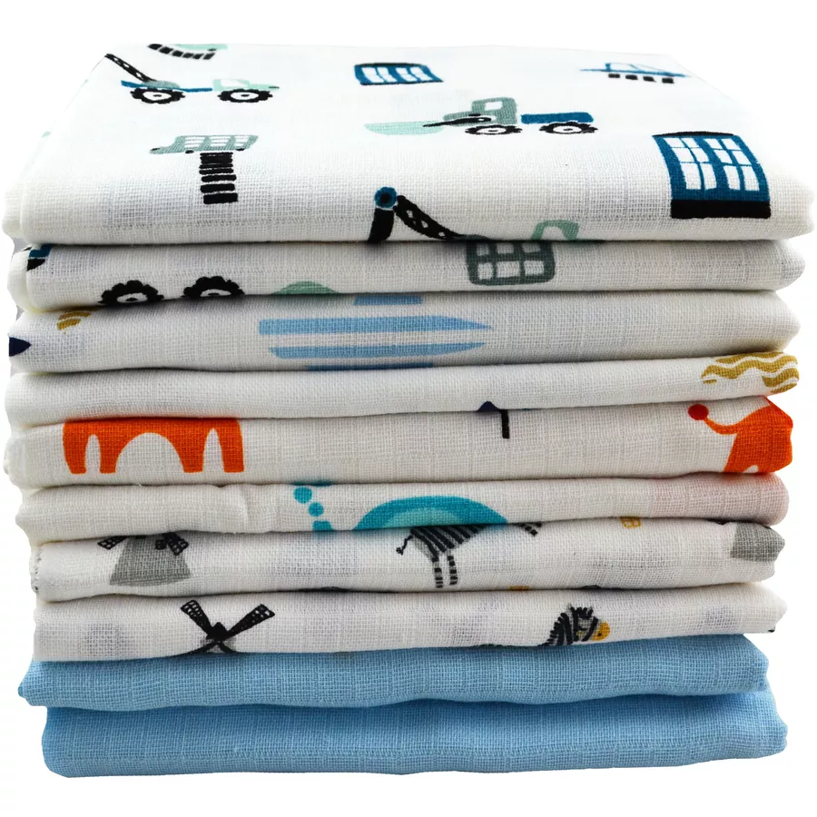M.M.C. Mullwindel 10 PACK Mix 80x70 cm Mulltücher Jungs Set