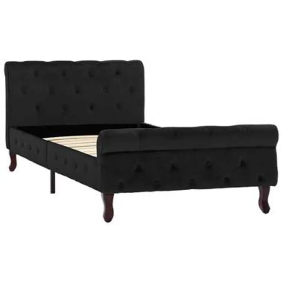 vidaXL - Bed frame met hoofdbord - Zwart - Fluweel - 90x200 cm