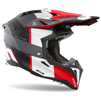 Casque cross Airoh AVIATOR 3 - MONARCH 2025 - Gris / Rouge