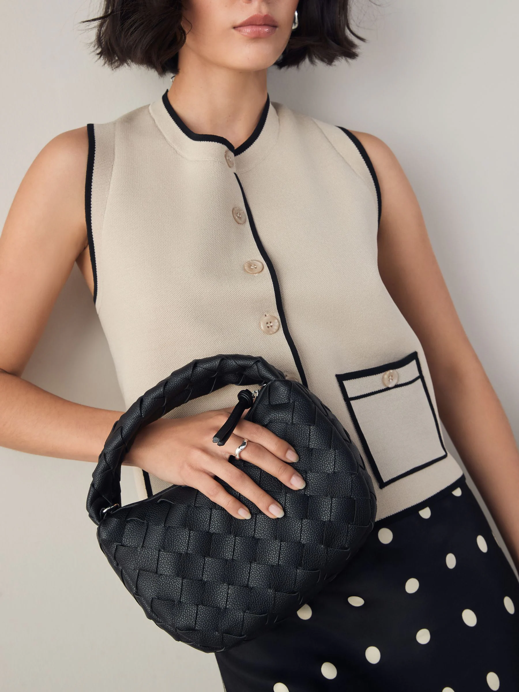 Zwart - Gevlochten crossbodytas
