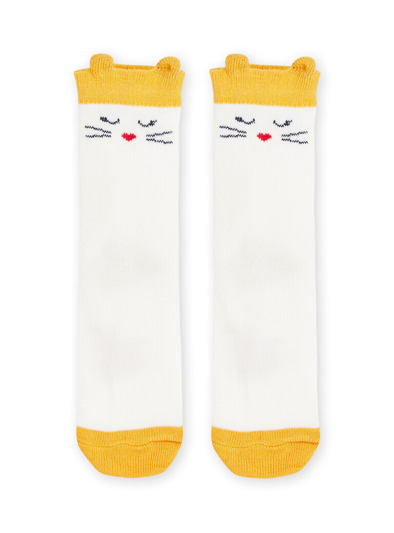 Chaussettes écrues à animation oreilles de chat 3D
