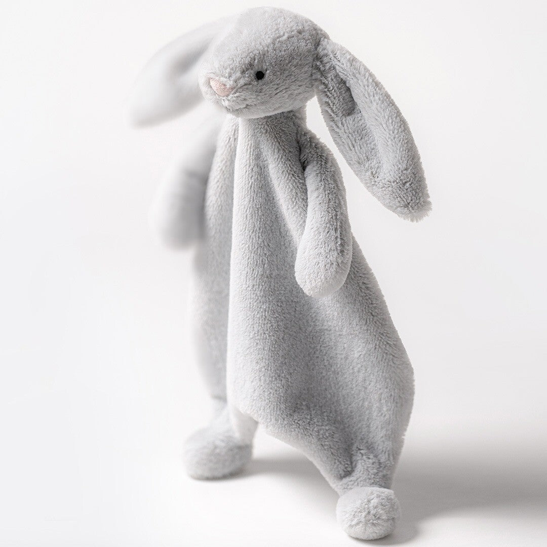 Jellycat knuffeldoek konijn bashful silver - 27 cm