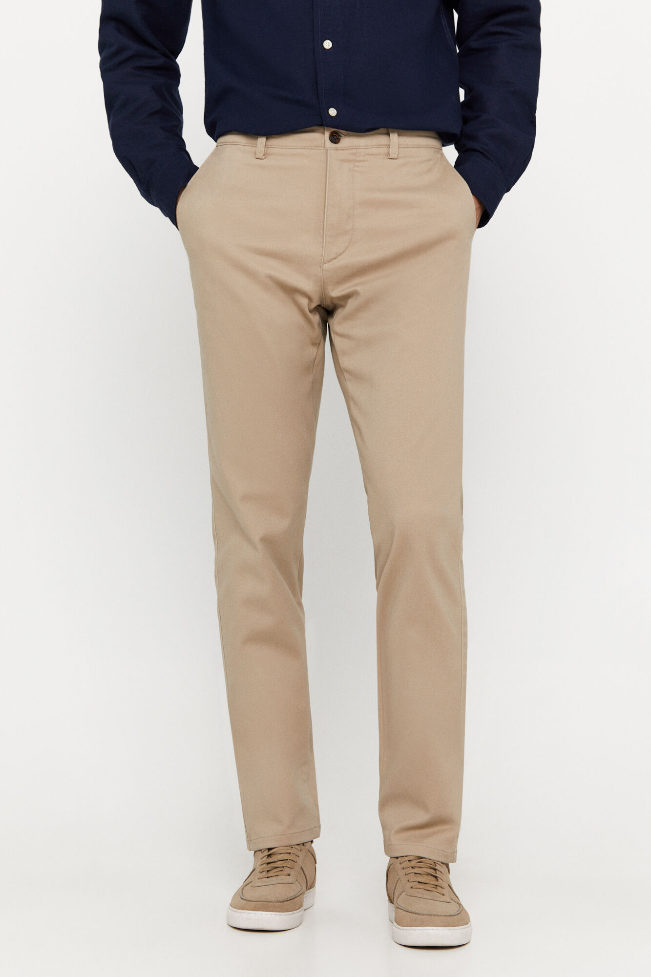 Calça chino confortável de corte regular - Bege