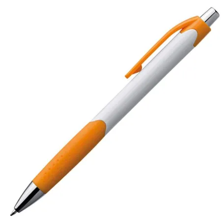 Macma Kugelschreiber mit gummierter Griffzone, weiß-orange, 20 Stück