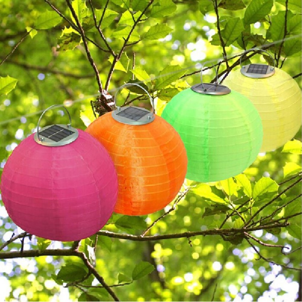 (10er Set) Ø30cm LED Solar Lampion Outdoor Deko Lampe mit Tag / Nacht Sensor (IP55) - Pink