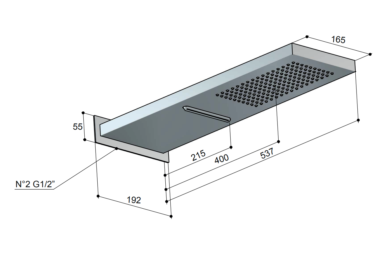 Hotbath Mate M193 opbouw hoofddouche met waterval geborsteld nikkel