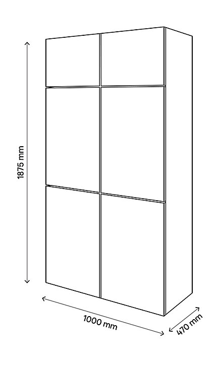 Armoire blanche 6 portes grises claires mates GoodHome Atomia H. 187,5 x L. 100 x P. 47 cm