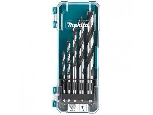 Makita - Borebitsæt - for spånplade, krydsfiner, blødtræ, hardwood, fineret træ - spadebit - 5 stykker - 5 mm, 6 mm, 8 mm, 10 mm, 4 mm - for Makita DDF487, DDF487RAJ, DDF487RFE3, DDF487Z, DHP487RAJ; LXT DDF487RTJ