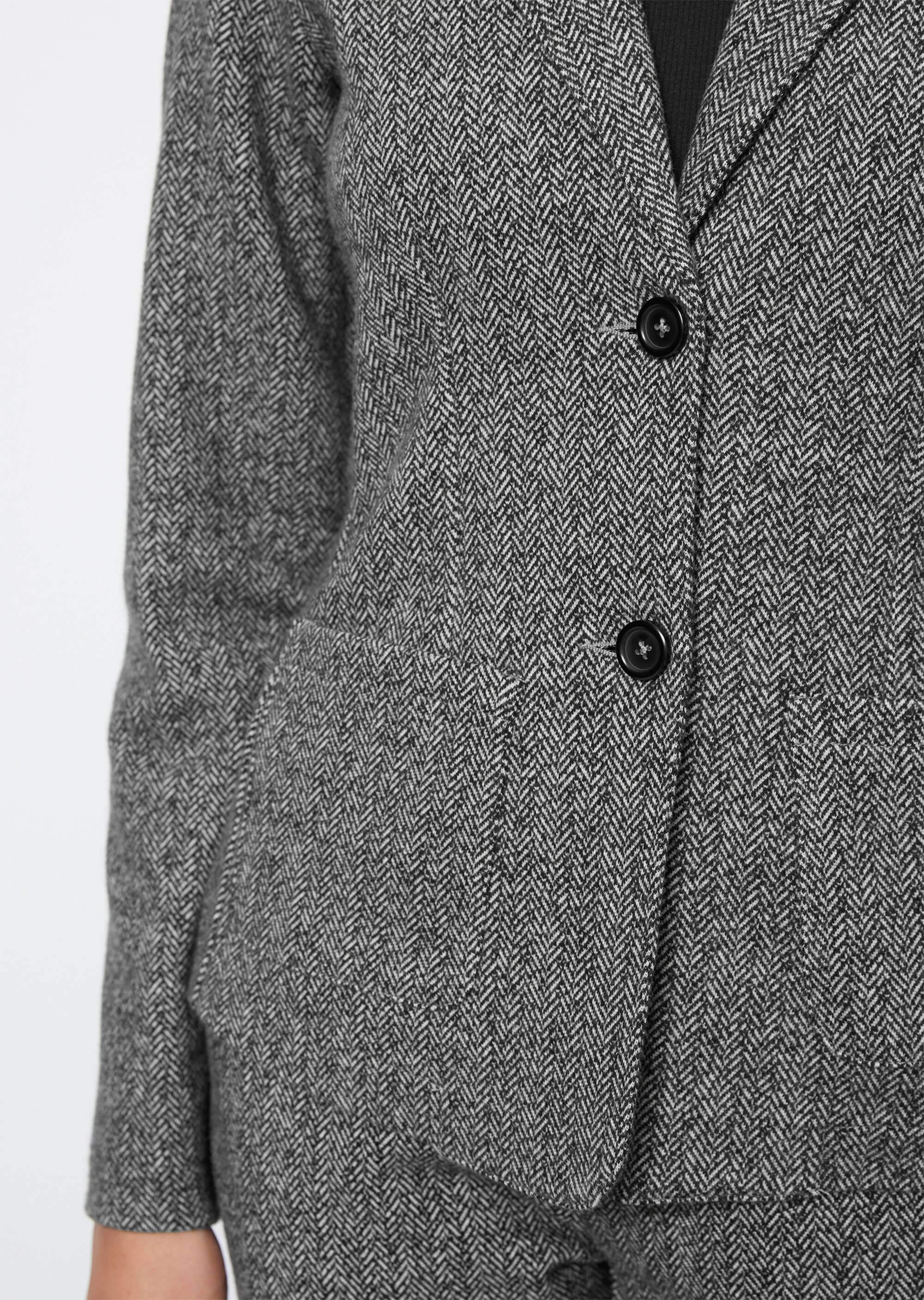 Jersey-Blazer mit Fischgrätmuster aus Organic Cotton-Mix