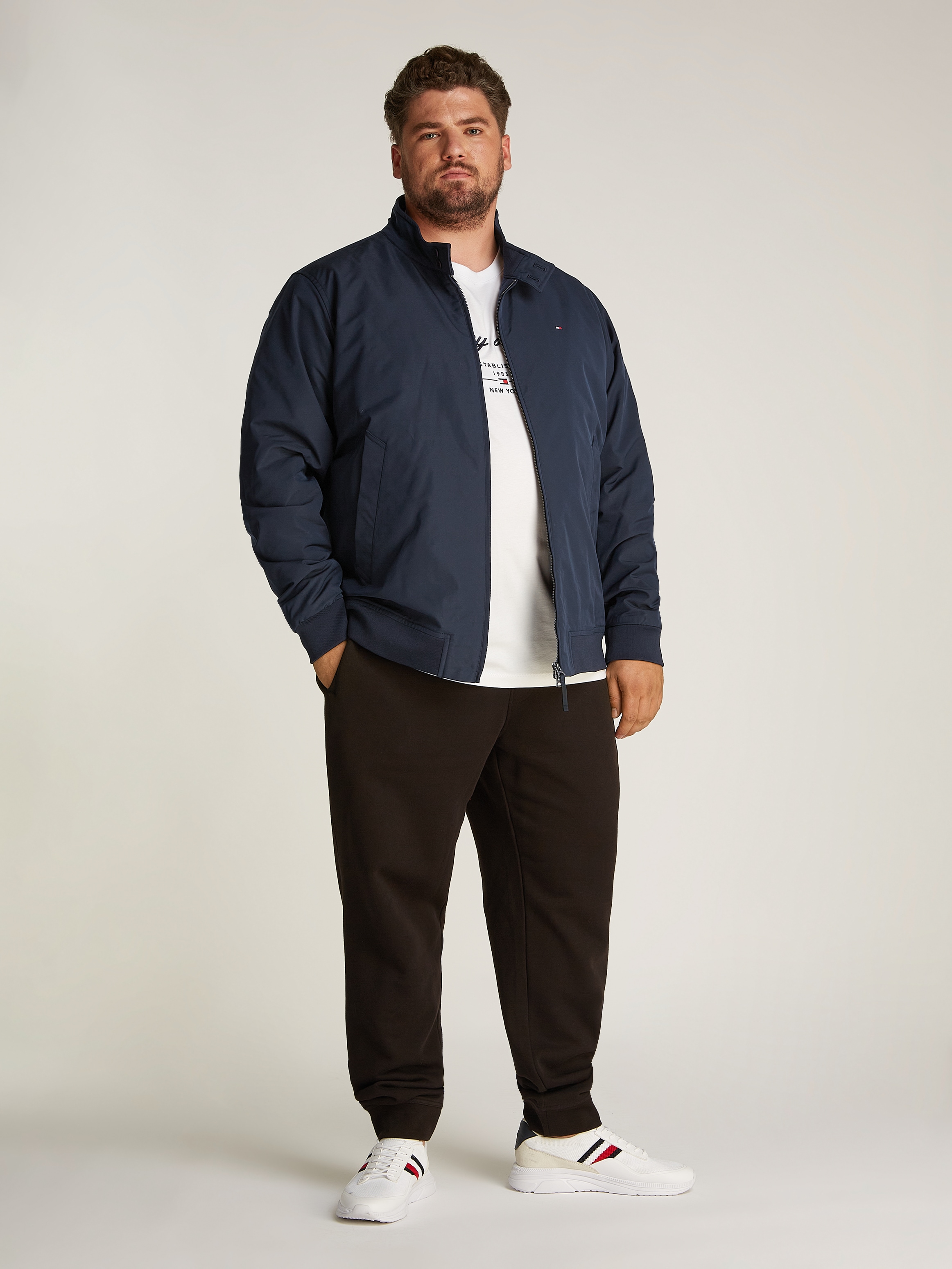 Tommy Hilfiger Big & Tall Allwetterjacke »BT-HARRINGTON JACKET-B« in Grossen Grössen, Logostickerei