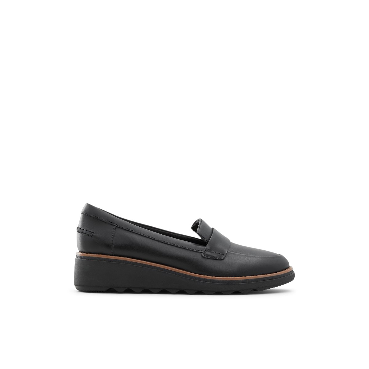 CLARKS-Sharon_graci-Facile à enfiler - Talon compensé - Noir