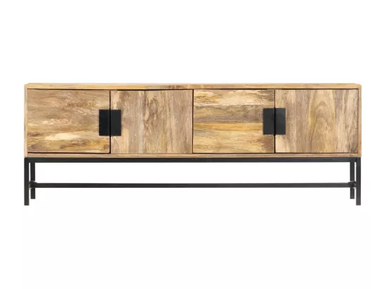 Meuble TV 140x30x50 cm Bois massif de manguier