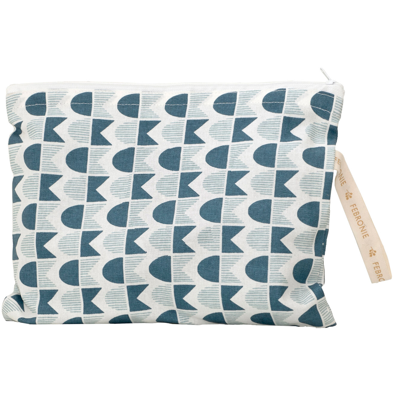 Febronie Pochette de plage en Coton Skandi bleu paon - 28x21 cm