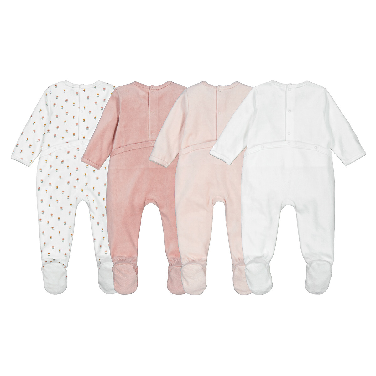 COLEÇÃO LA REDOUTE<br>Conjunto de 4 pijamas de veludo com estampa floral