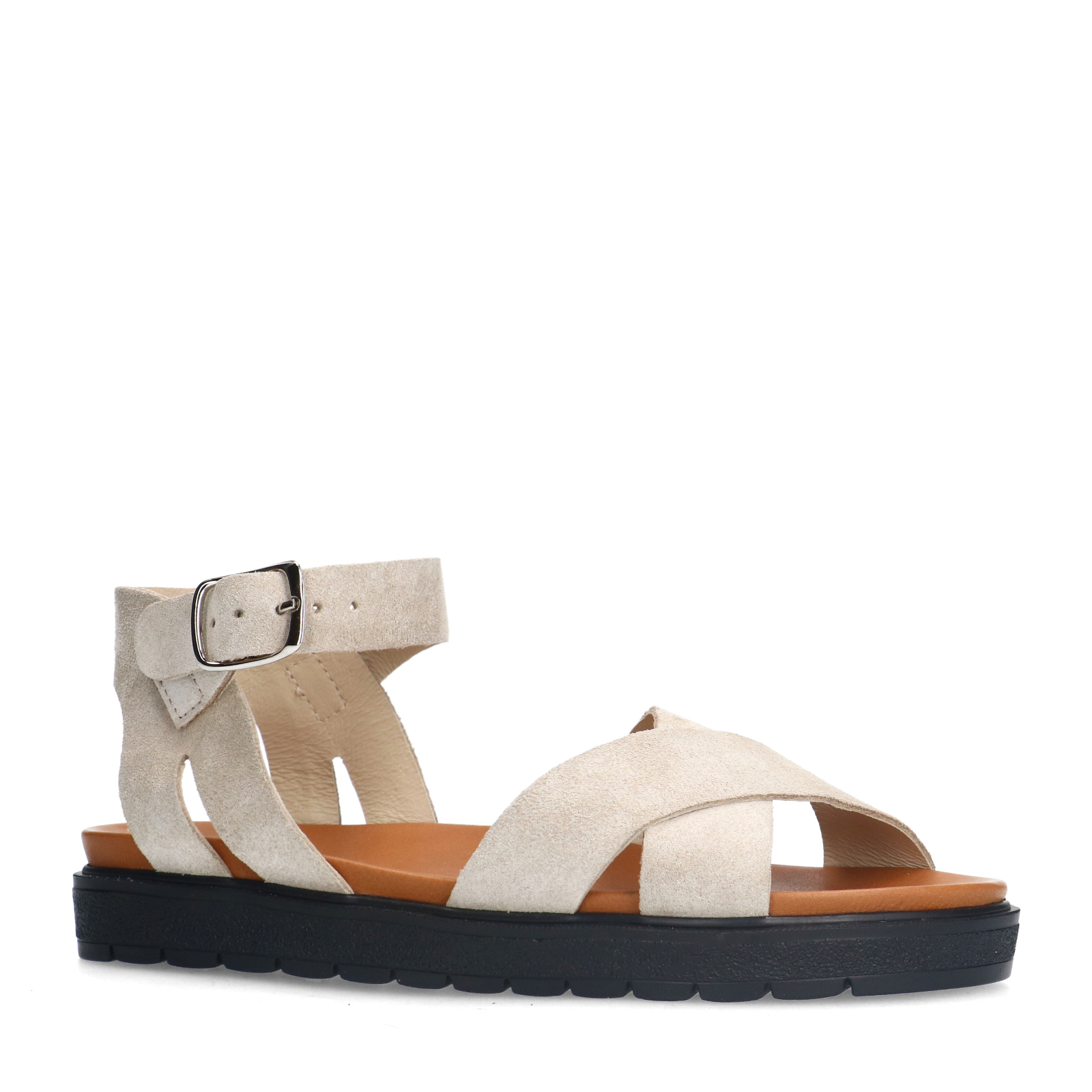 Beige suède sandalen