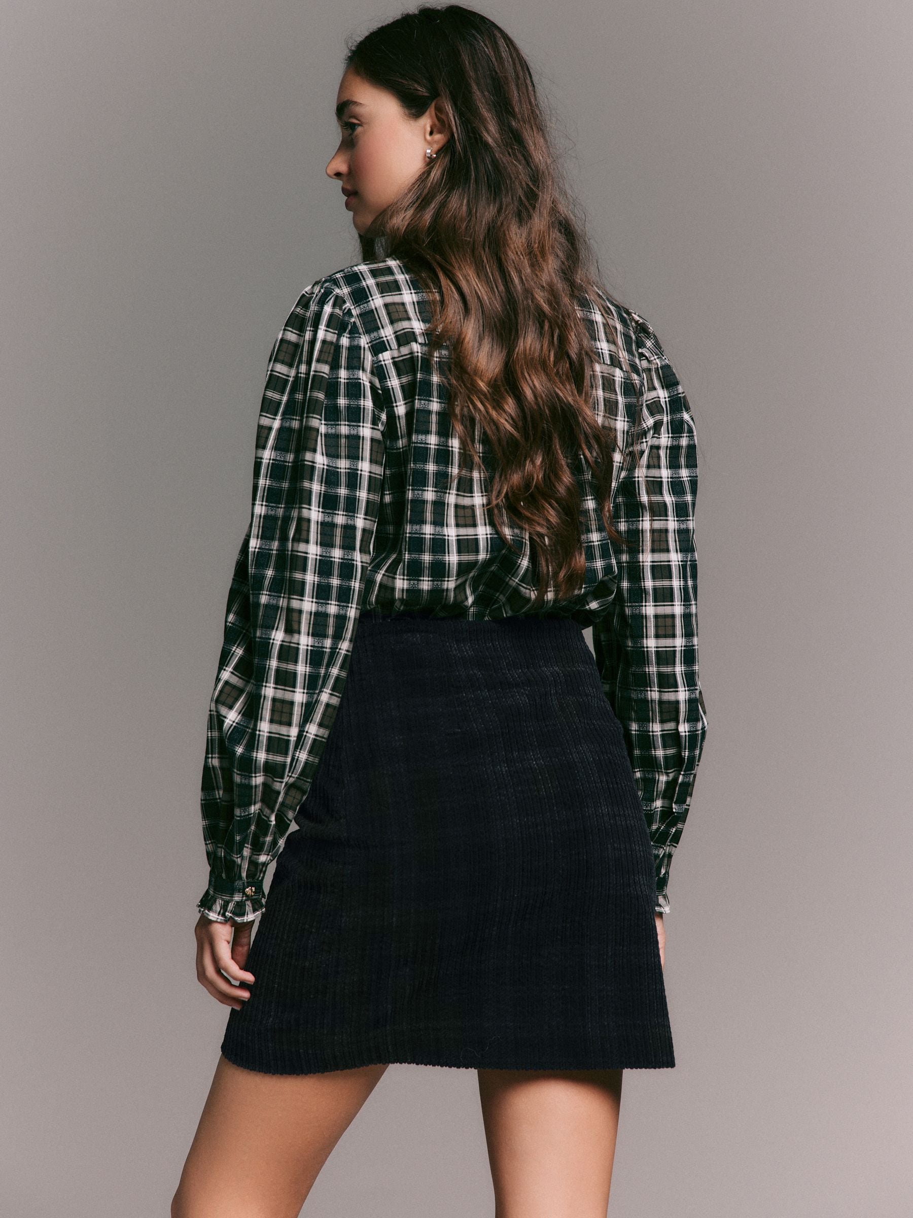 Zwart - Check Cord Mini Skirt