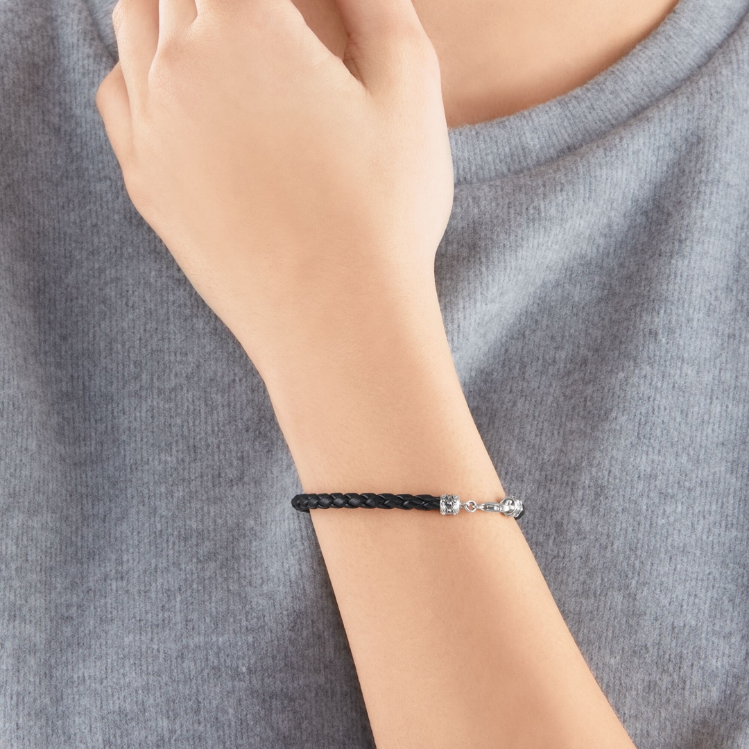 Thomas Sabo Sterling Silver Rebel at Heart Lederarmband schwarz