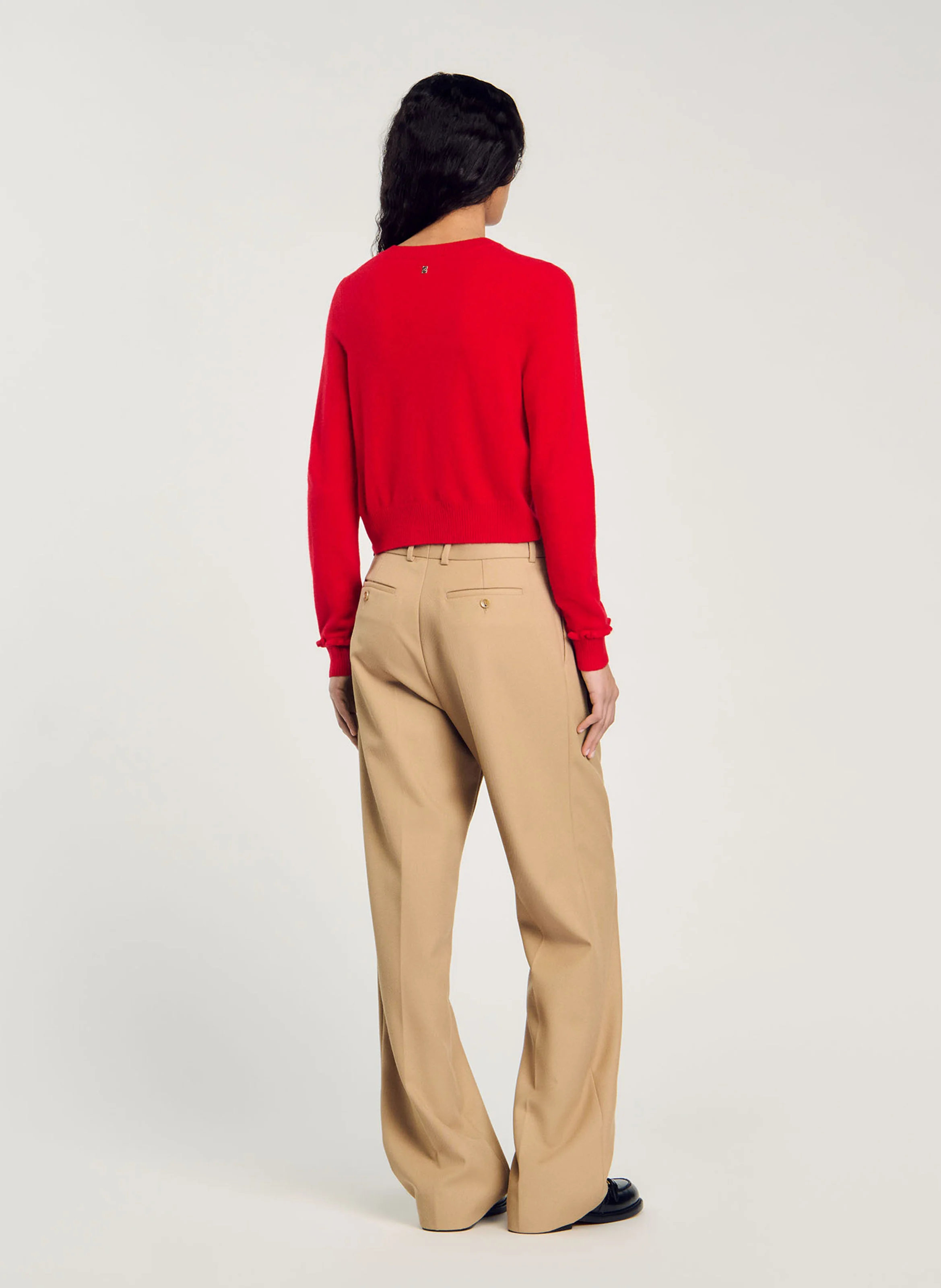 Cardigan à volants en laine mélangée | Rouge