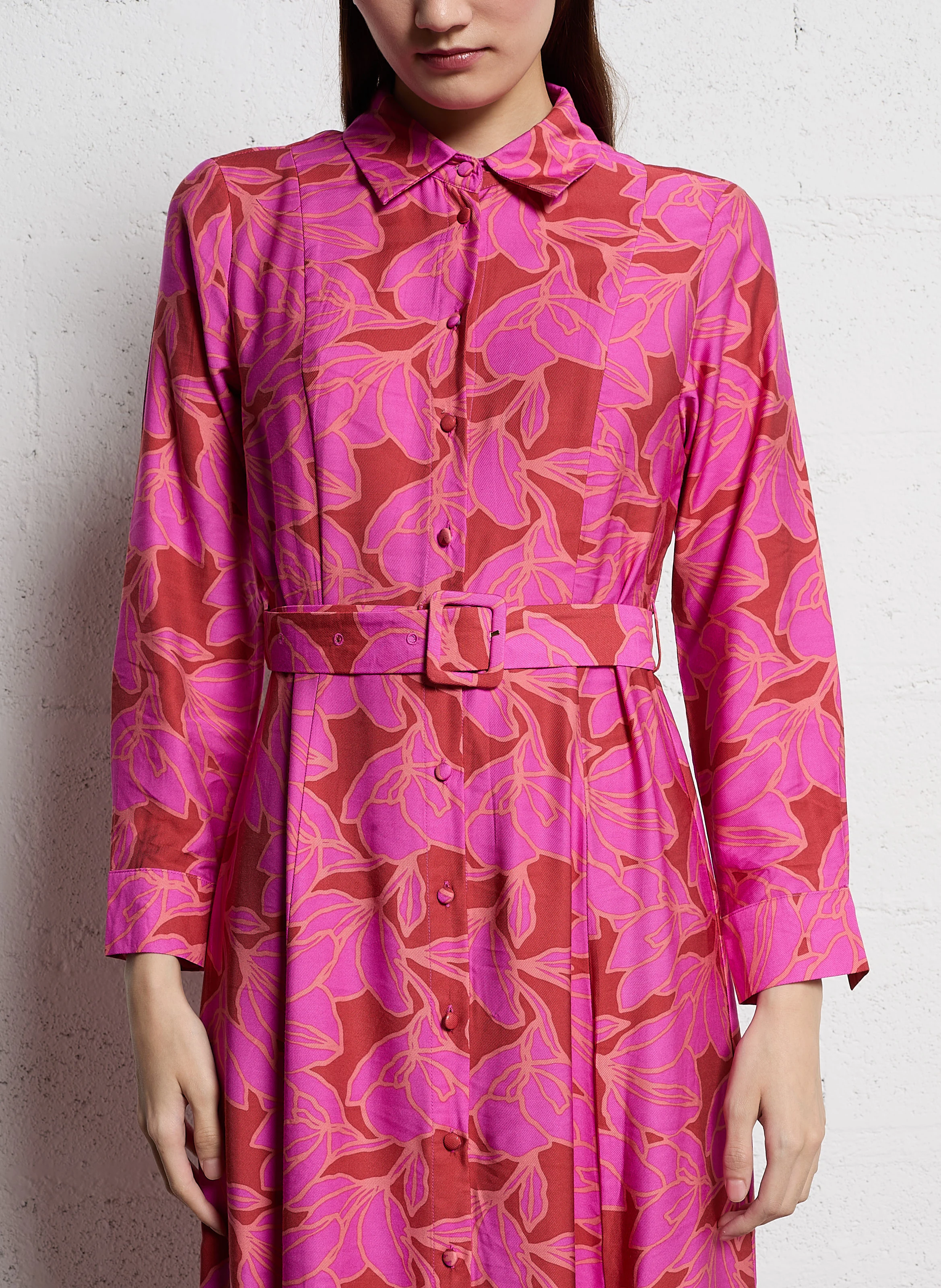 ROMANE - Robe chemise droite| Rose