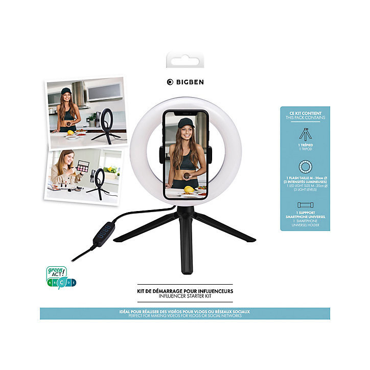 Kit Vlogging et Photographie Grand modèle avec trépied Ø20cm noir Bigben