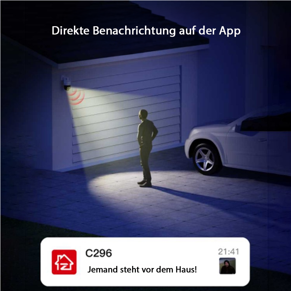 C2968W Outdoor & Indoor PTZ WiFi Überwachungskamera (8MP) 4K IR LED Nachtsichtfunktion / Zwei-Wege-Audio / KI-Personenerkennung (IP66) - Weiss