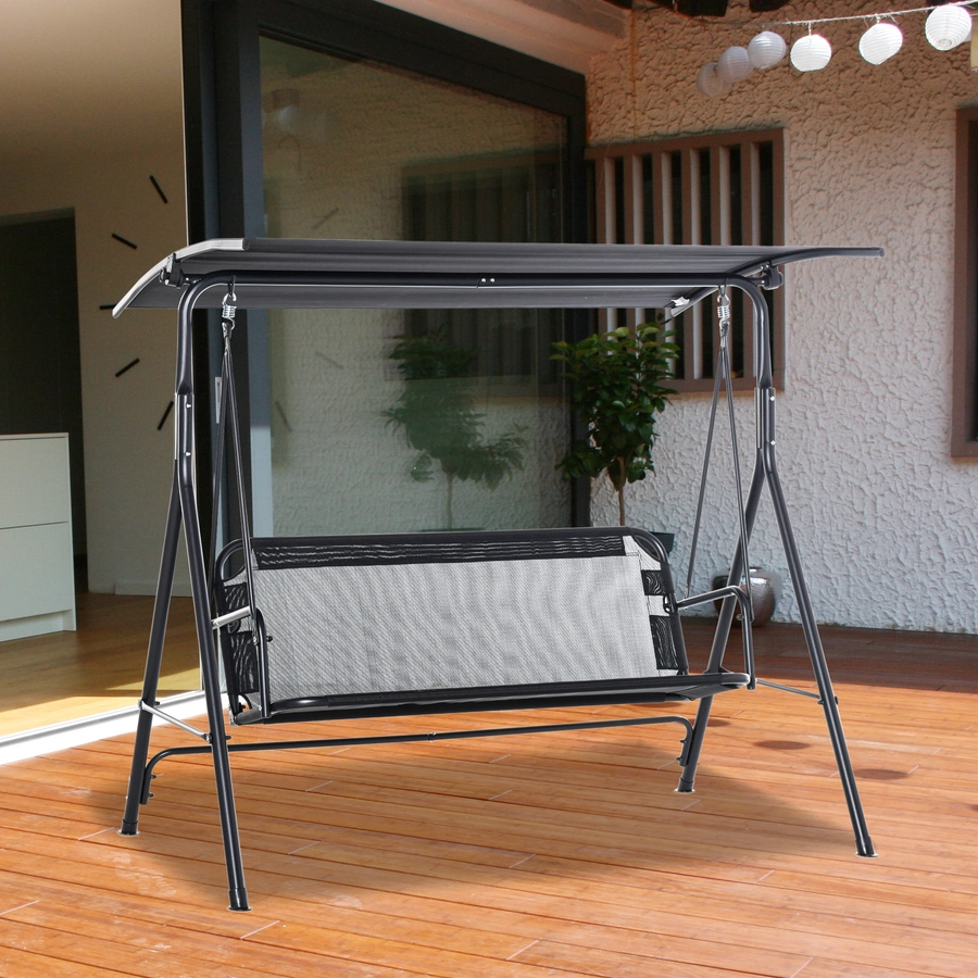 Outsunny 3- Sitzer Hollywoodschaukel mit Sonnendach schwarz