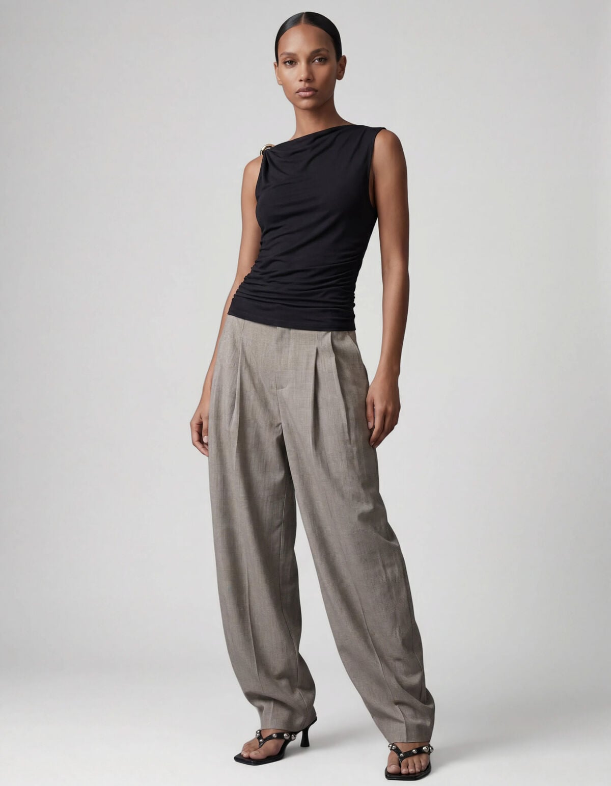 Ruiten Barrel Fit Broek Lichtgrijs