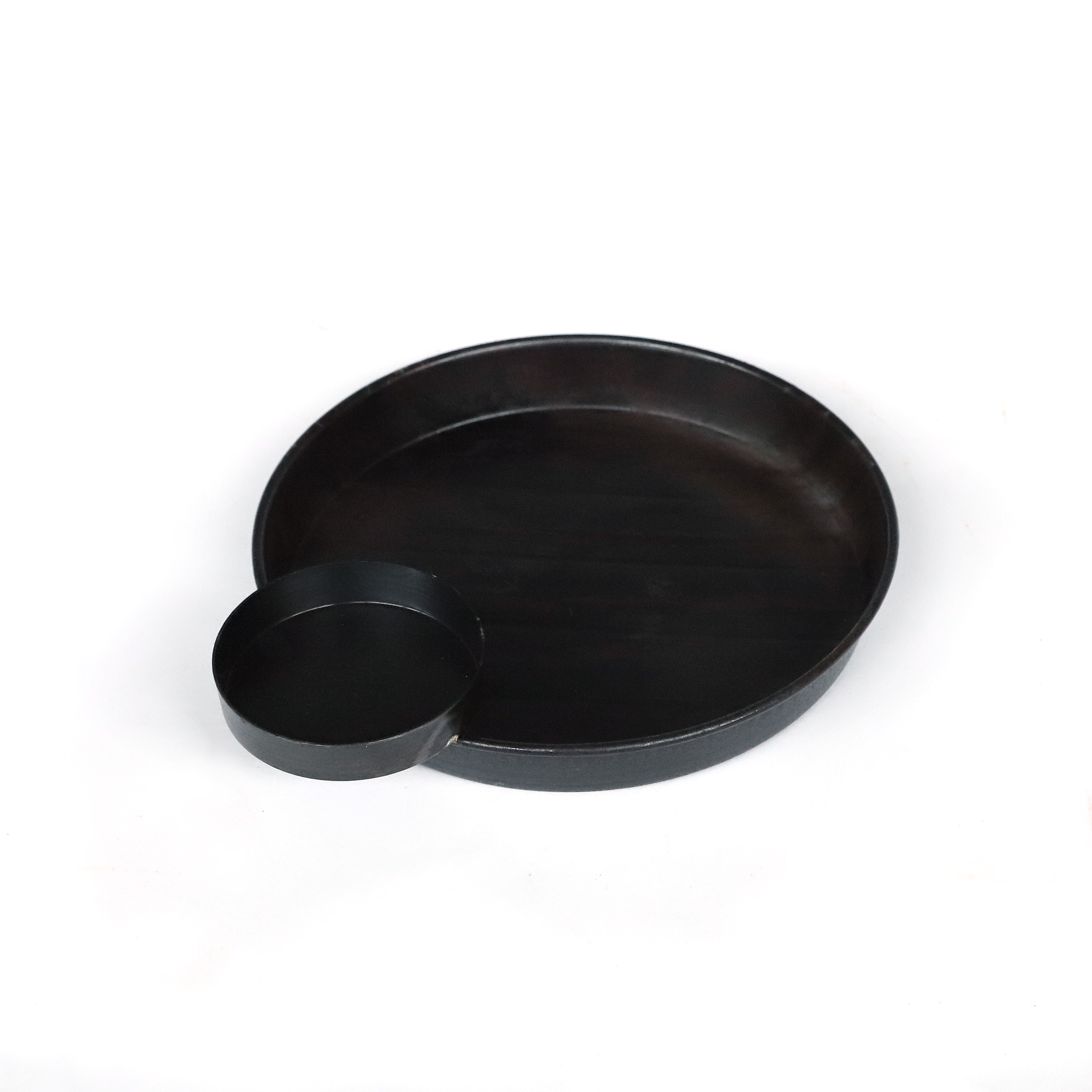 Runde Ablage aus Eisen M, anthrazit, B 25 cm, L 21 cm, H 5 cm von fischer's lagerhaus