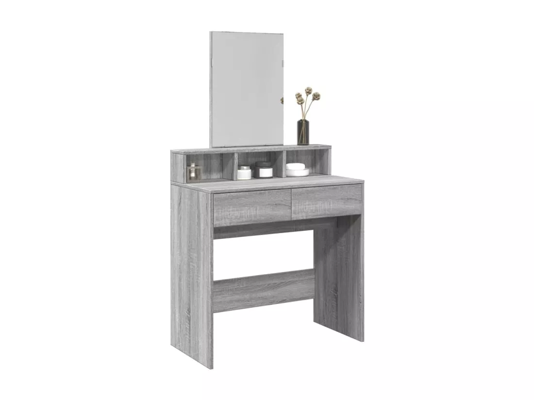 Coiffeuse avec miroir sonoma gris 80x41x144,5 cm