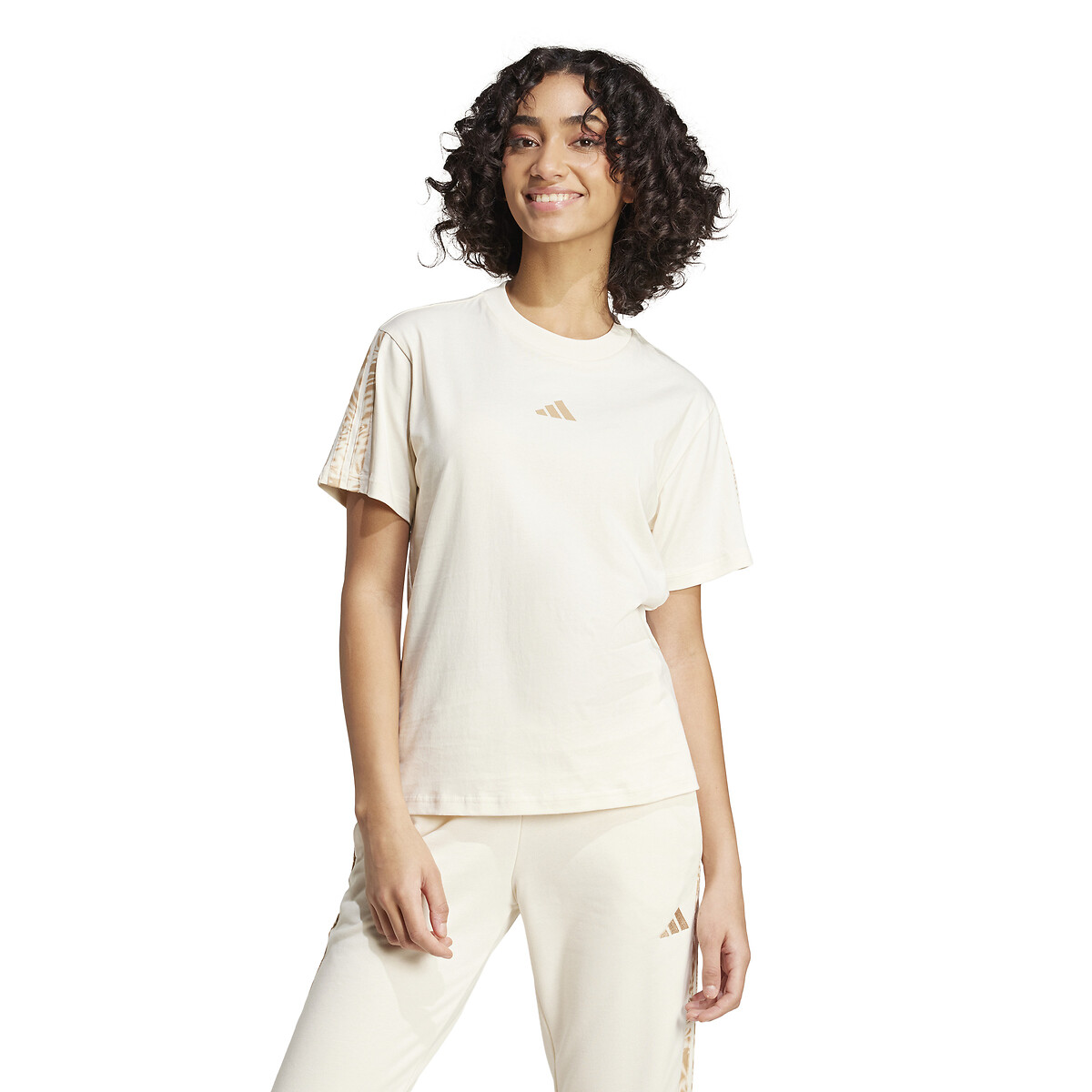 ADIDAS ROUPAS ESPORTIVAS<br>Camiseta com 3 listras e estampa animal