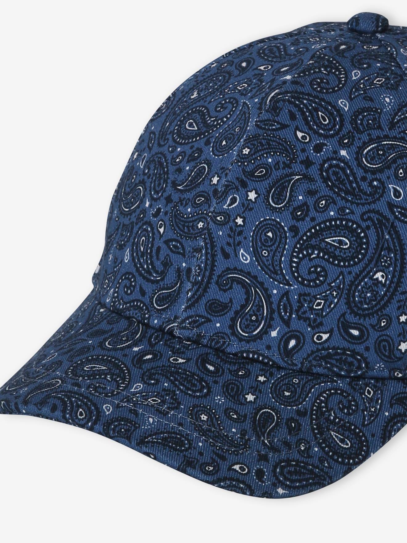 Boné azul marinho estilo bandana estampado para meninos