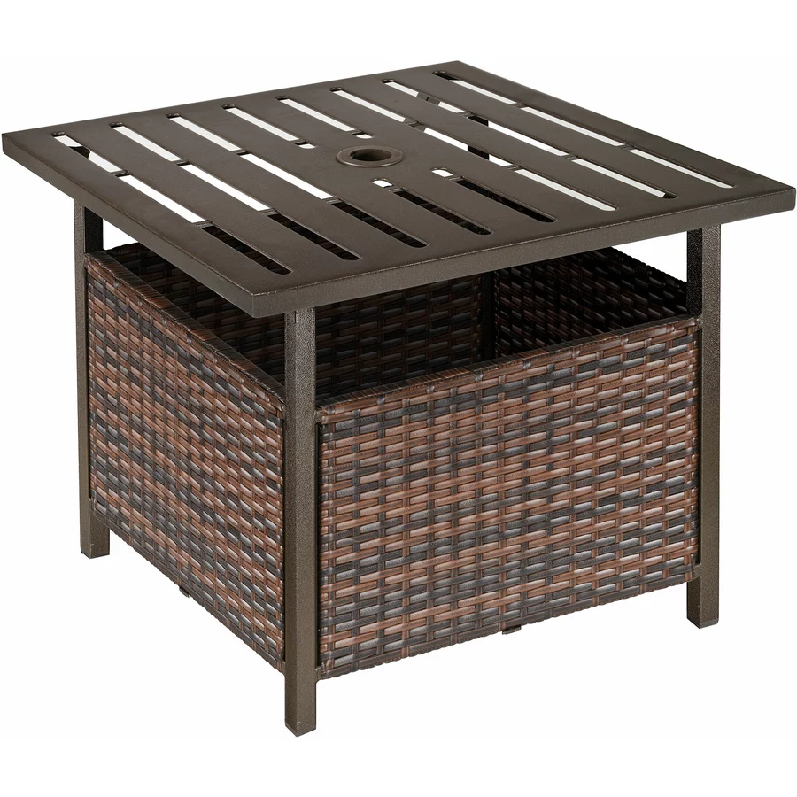 Outsunny Gartentisch mit Schirmloch braun