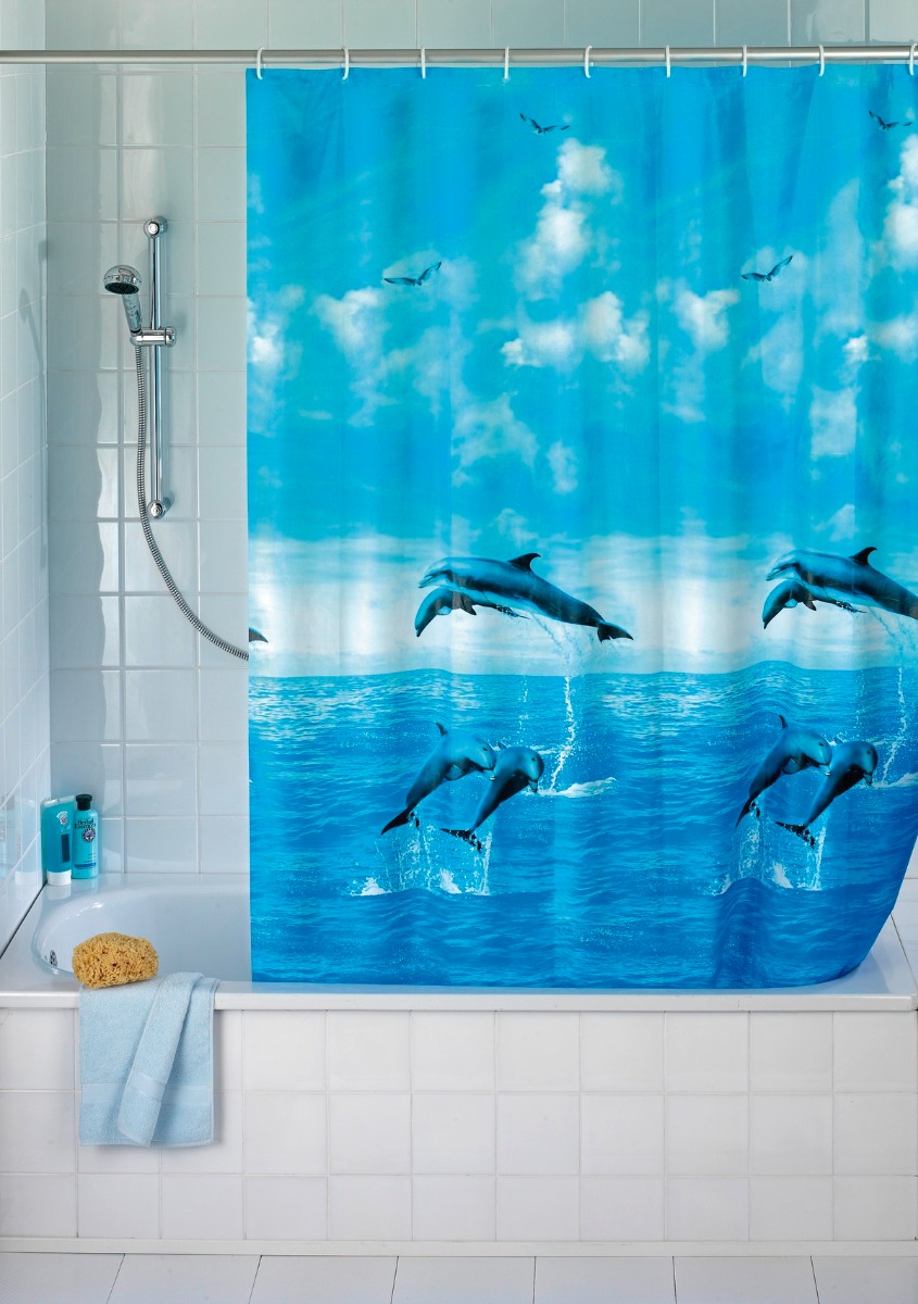 Wenko PEVA douchegordijn 180x200cm dolfijnen inclusief ringen