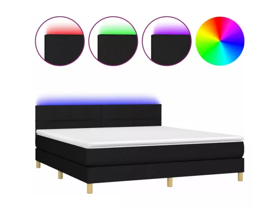 Sommier tapissier avec matelas et LED Noir 180x200 cm Tissu