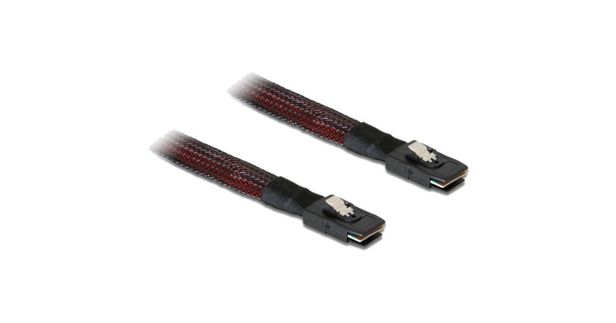 DeLOCKMini SAS SFF-8087 > mini SAS SFF-8087 kabel  (Rood/zwart, 0,5 meter)
