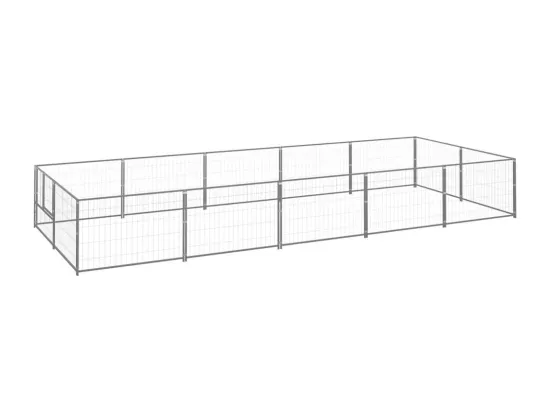 Chenil extérieur cage enclos argenté 500 x 200 x 70 cm 02_0000229