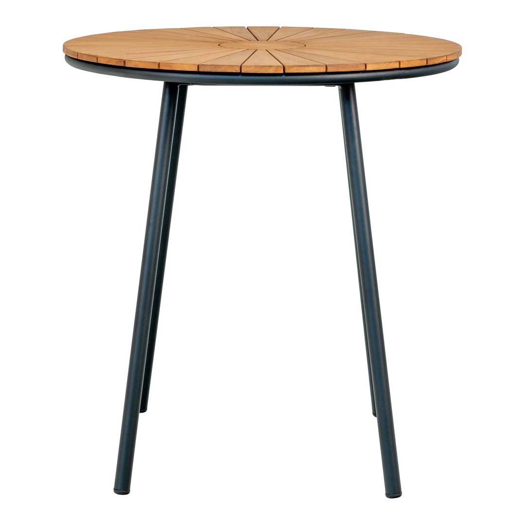 Cleveland cafétafel, Ø70cm, tuinteak, zwart. 70 x 70 x 74 cm