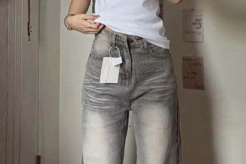 Jerolenea - High Waist Washed Wide Leg Jeans