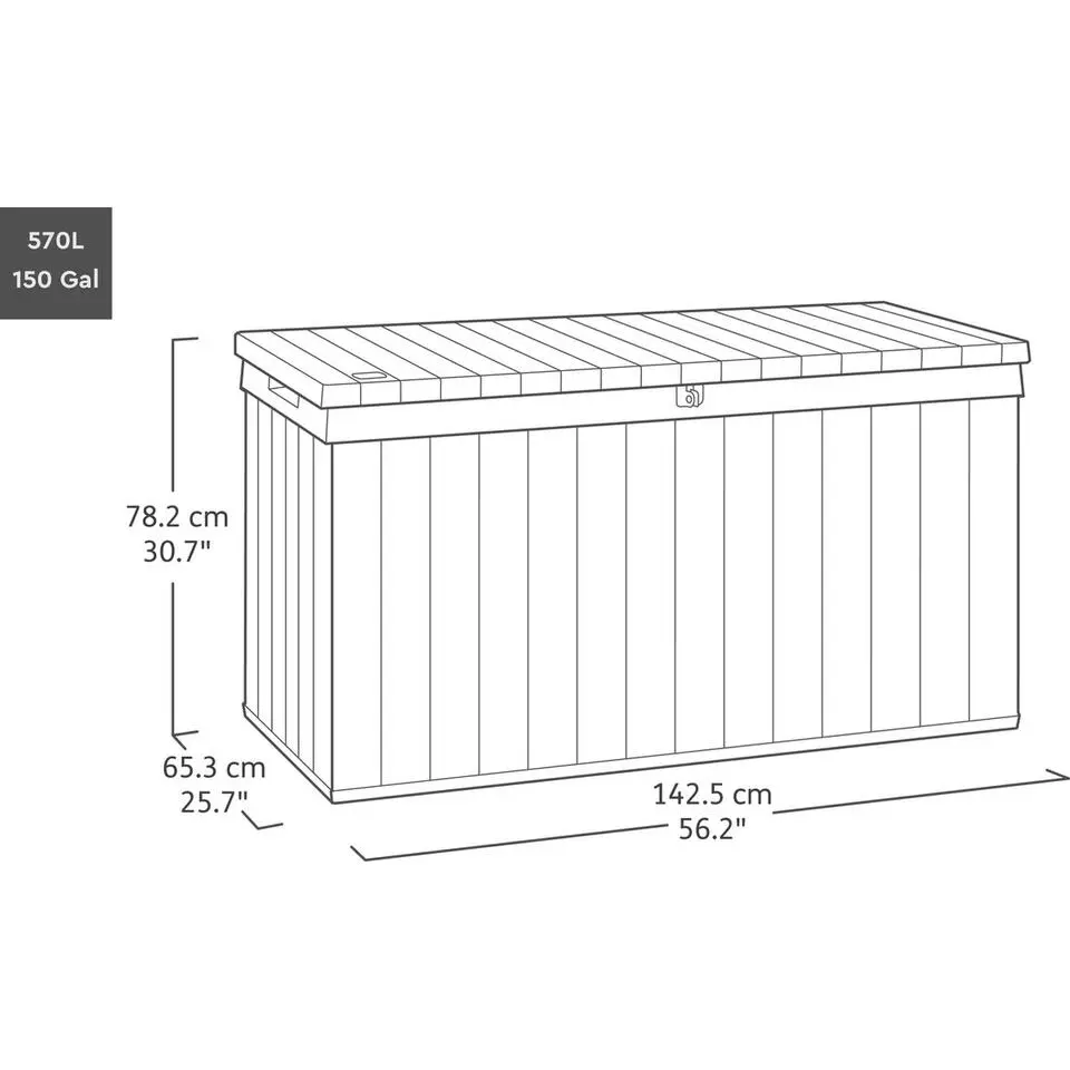 Keter Darwin Opbergbox - 570L - 142,5x65,5x78,2cm - Groen