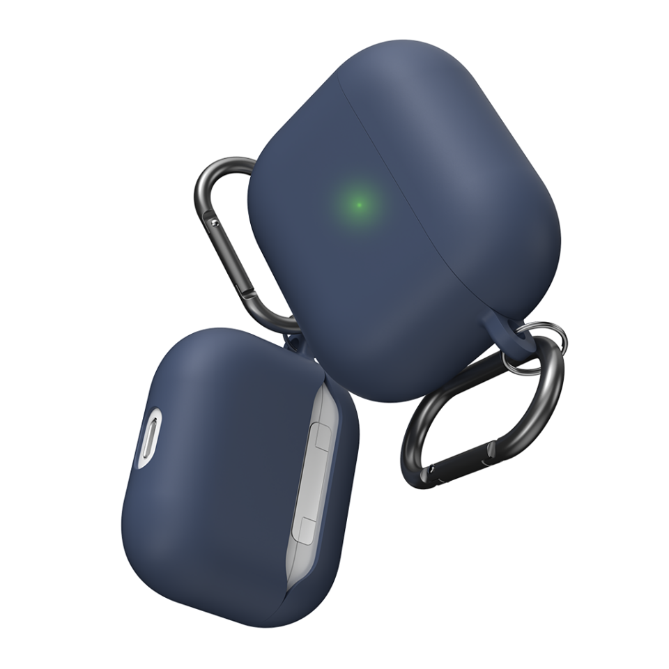 KeyBudz - PodSkinz HyBridShell Series Keychain Case - Premium hard shell triple layer case for your Airpods 3 (Color: Midnight BlueBlue)